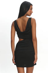 Skyline Ruched Cut-Out Mini Dress Black
