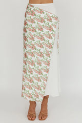 Jerica Wrap Front Maxi Skirt Floral Blush