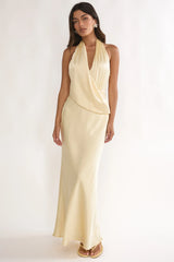 Jelina Draped Halter Maxi Dress Butter