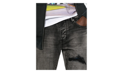 P001 Plaid Patch Jeans "Washed Black" P001 SYDB425