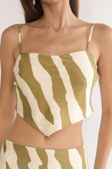 Blythe V-Hem Cami Top Zebra Khaki