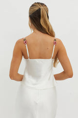 Rose Garden Floral Applique Cami Top White