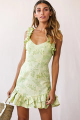 Vera Ruffle Strap Dress Green Apple