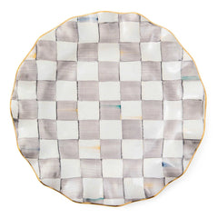 Sterling Check Ceramic Fluted Dinner Plate