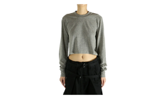 Long-Sleeve Cropped Small Level T-Shirt WMNS "Melange Grey" DS02E7200 JGM 178