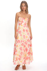 Echoes Tied Back A-Line Maxi Dress Floral Pink