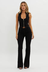 Nikia Zip Front Top Black