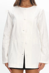 Vikki Round Neck Structured Top Cream
