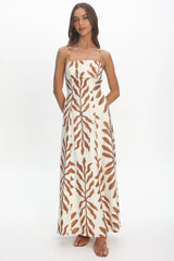 Mariana Strappy Back Maxi Dress Print Cream