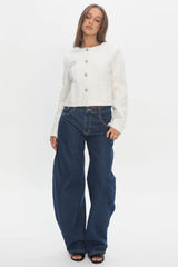 Beverly Hills Cropped Jacket Tweed White