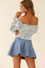 Taryn Bardot Top Leopard Print White