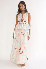 Salty Sea Side Bow Maxi Skirt Floral
