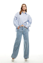 LIONESS Boyfriend Shirt Blue