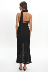 Cozette One-Shoulder Knit Dress Black