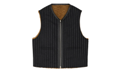 Reversible Pinstripe Shearling Vest "Black" DT456