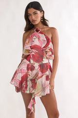 Darylyn Tiered Ruffle Mini Dress Print Red