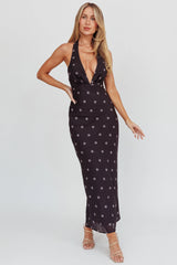 Of Your Dreams Plunging Halter Dress Black