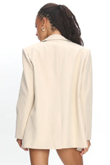 Serana Notch Lapel Oversized Blazer Beige