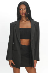 Serana Notch Lapel Oversized Blazer Black