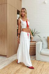 Rosen Tie Maxi Skirt White