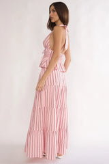 Under The Moons A-Line Maxi Skirt Stripe Pink