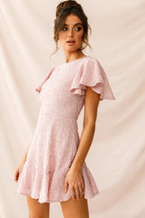 Isabelle Angel Sleeve Empire Dress Blush