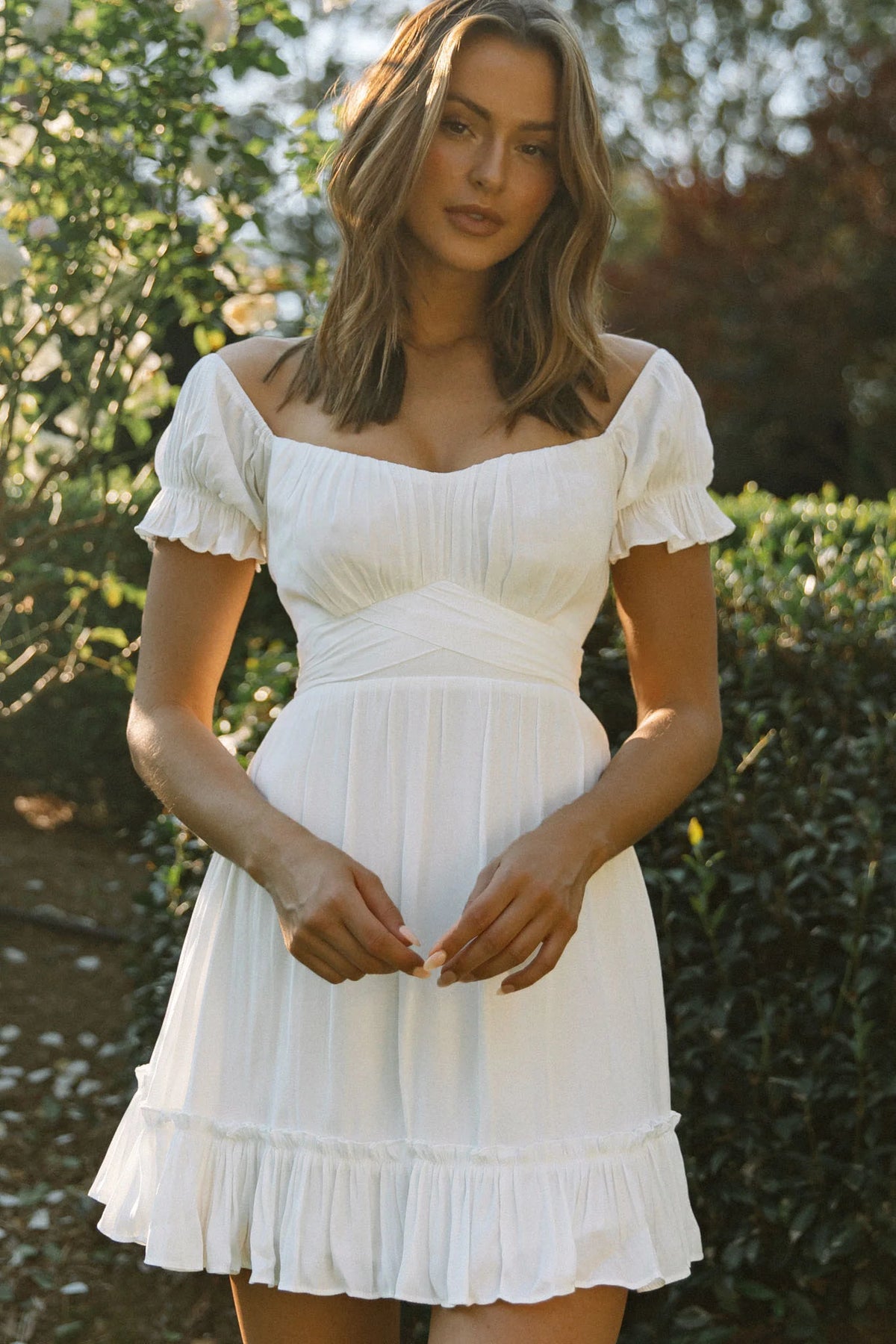 Linka Off-Shoulder Tie Back Dress White