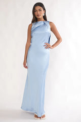 Levinia Draped Back Maxi Dress Blue