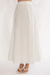 Under The Moons A-Line Maxi Skirt White