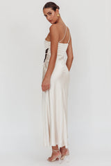 Tarly Lace Waist One-Shoulder Maxi Dress Champagne