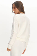 Autumn Breeze Curved Hem Knit Top Off White