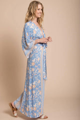 Kira Kimono Maxi Dress Blue