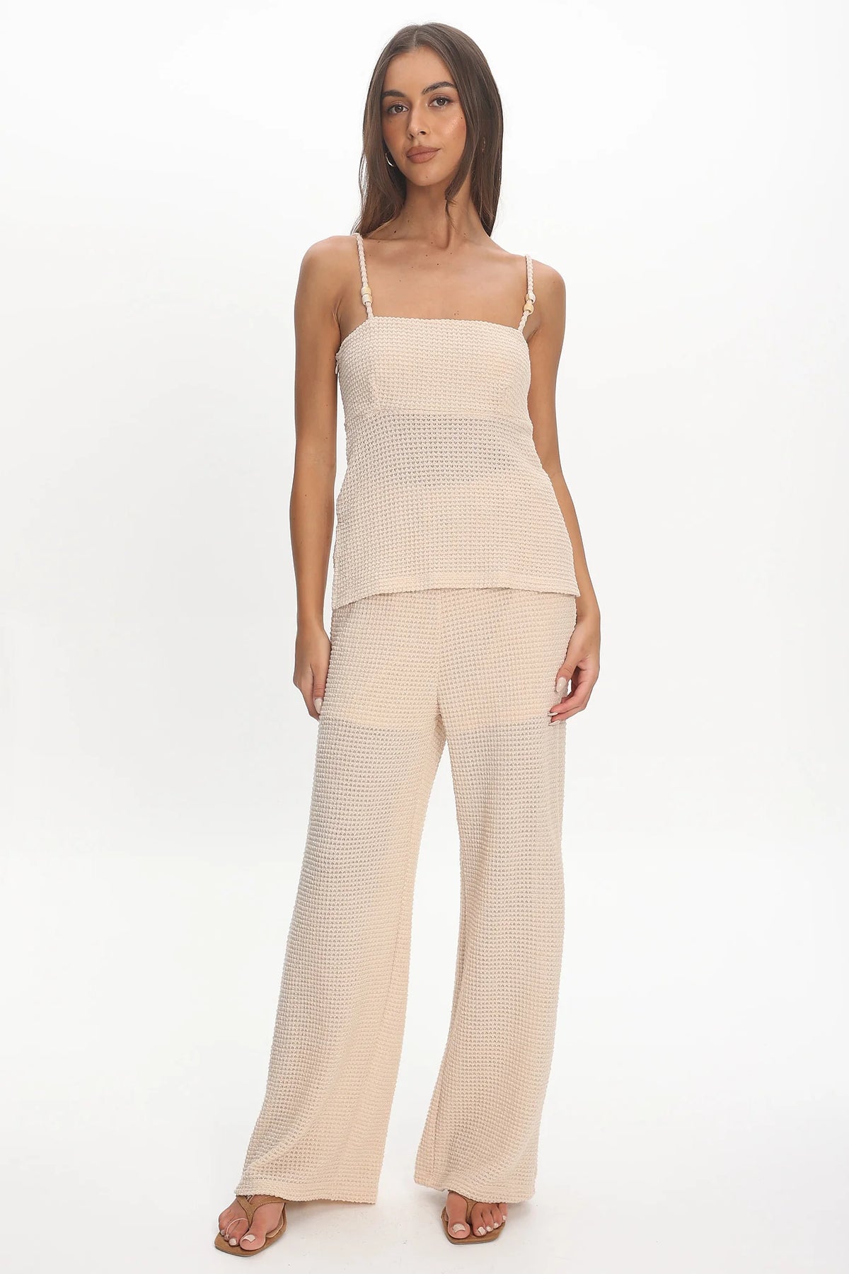Mesa Wide Leg Knit Pants Cream