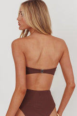 Monique Twist Bandeau Bikini Top Chocolate Texture
