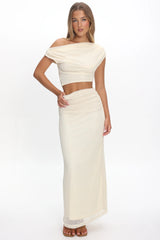 Alivya Ruched Waist Maxi Skirt Butter