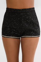 Kyomi Gold Button Tweed Shorts Black Gold