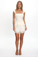 Tarelle Scalloped Edge Lace Shorts Cream