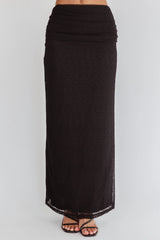 Alivya Ruched Side Maxi Skirt Black