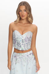 Sazkia Sweetheart Neckline Strapless Top Blue