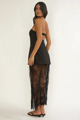 Talina Strapless Two-Piece Lace Skort Set Black