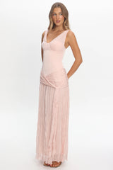 Keia Crepe Chiffon One-Shoulder Maxi Dress Light Pink