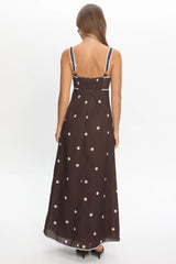 Teena Square Neckline Maxi Dress Print Chocolate