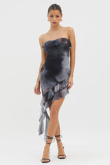 Won't Let Go Ruffle Trim Mini Dress Charcoal