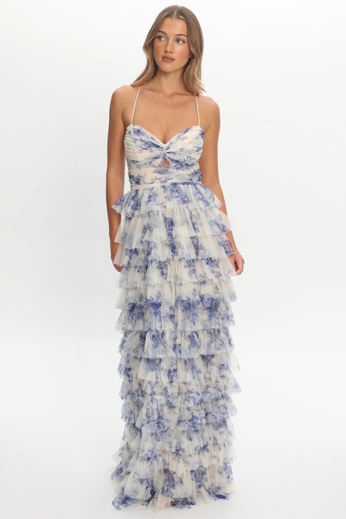 Cambridge Accordion Pleat Corset Dress Blue