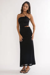 Truths Cut-Out Waist Ruched Maxi Dress Black