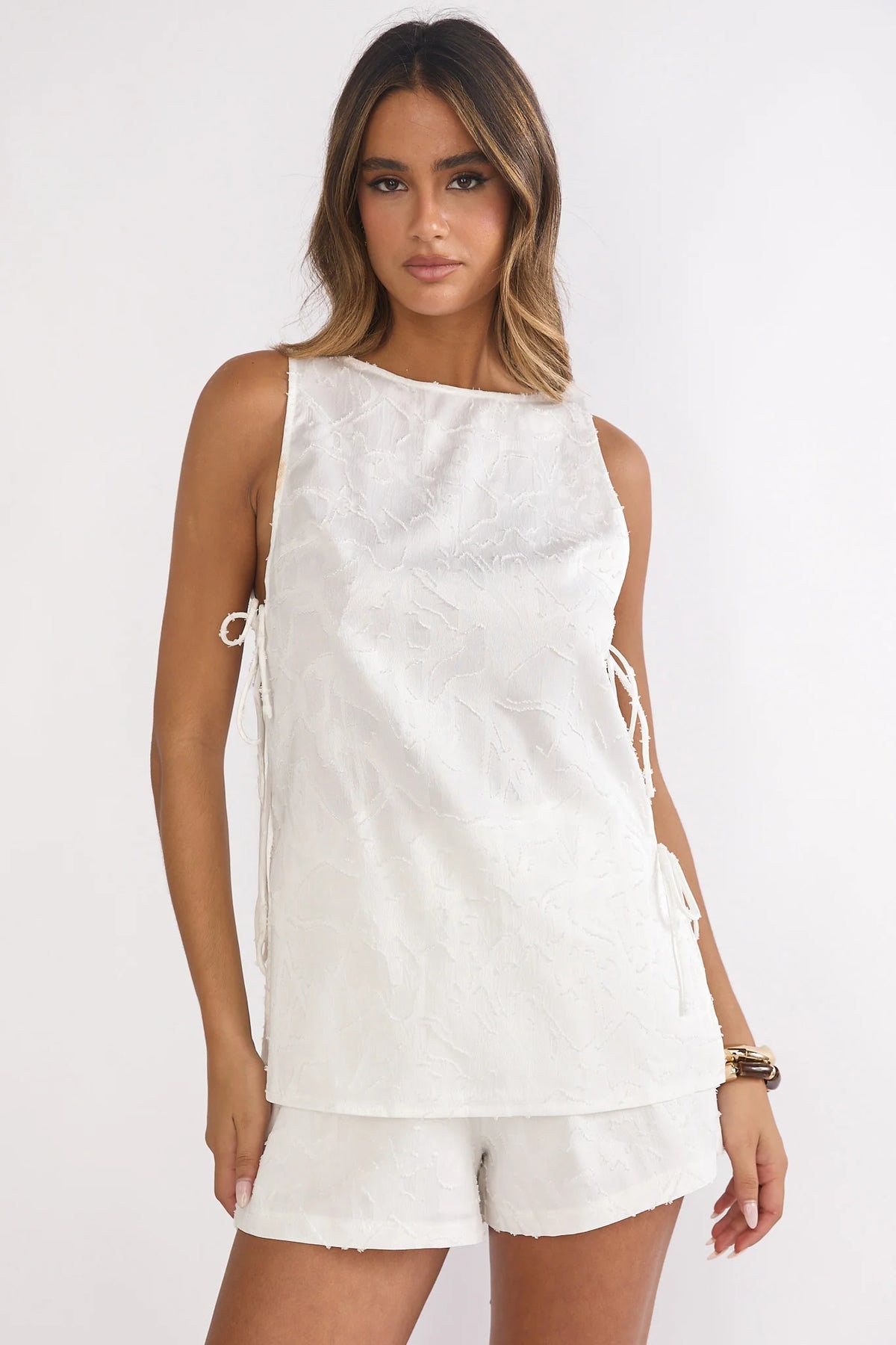 Honeykiss Tie Side Top White