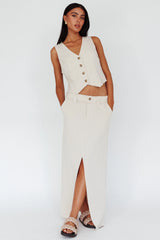 Jaina Button Front Vest Top Seashell