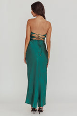 Good Impression Double Twist Midi Dress Forest Green