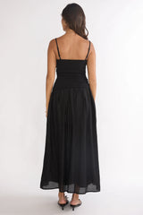 Tobi Square Neck A-Line Maxi Dress Black