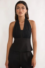 Meri Halterneck Top Black